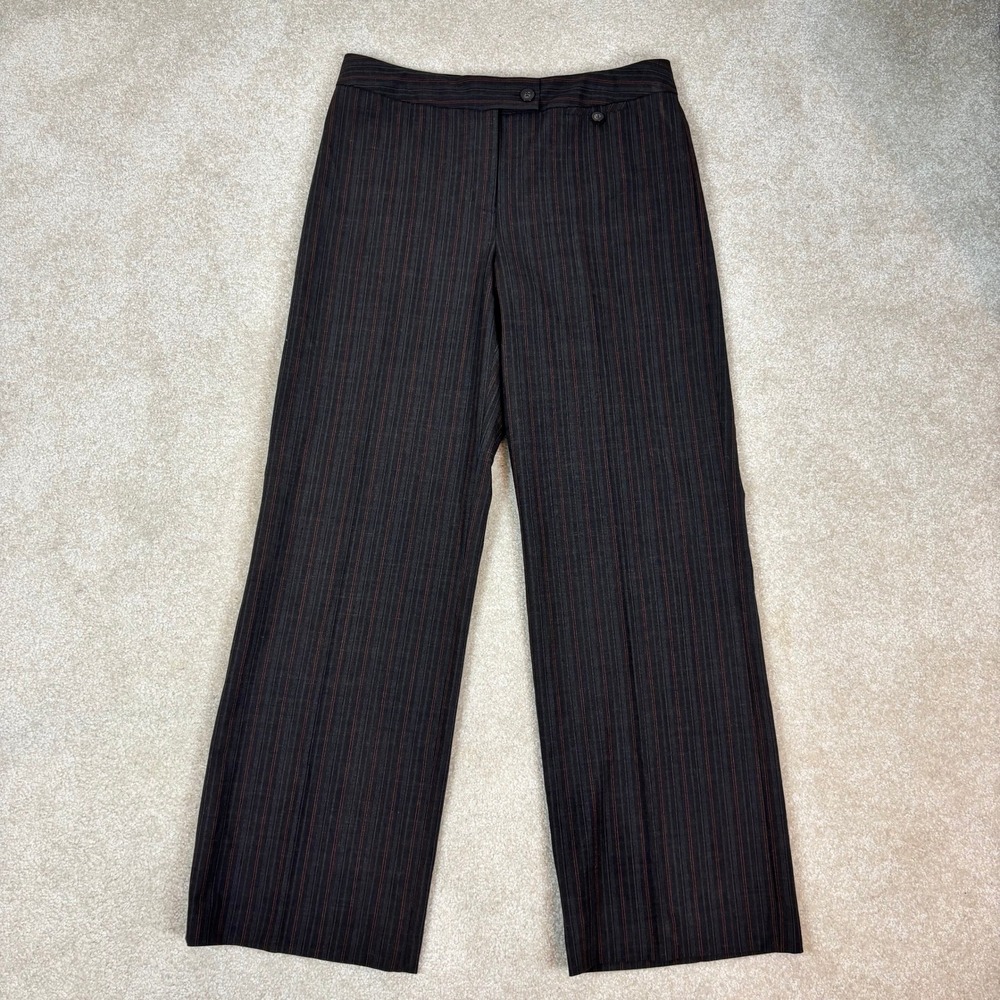 Alfani Womens Brown Red Pinstripe Straight Leg Dress Pants Size 10 WPL 8046